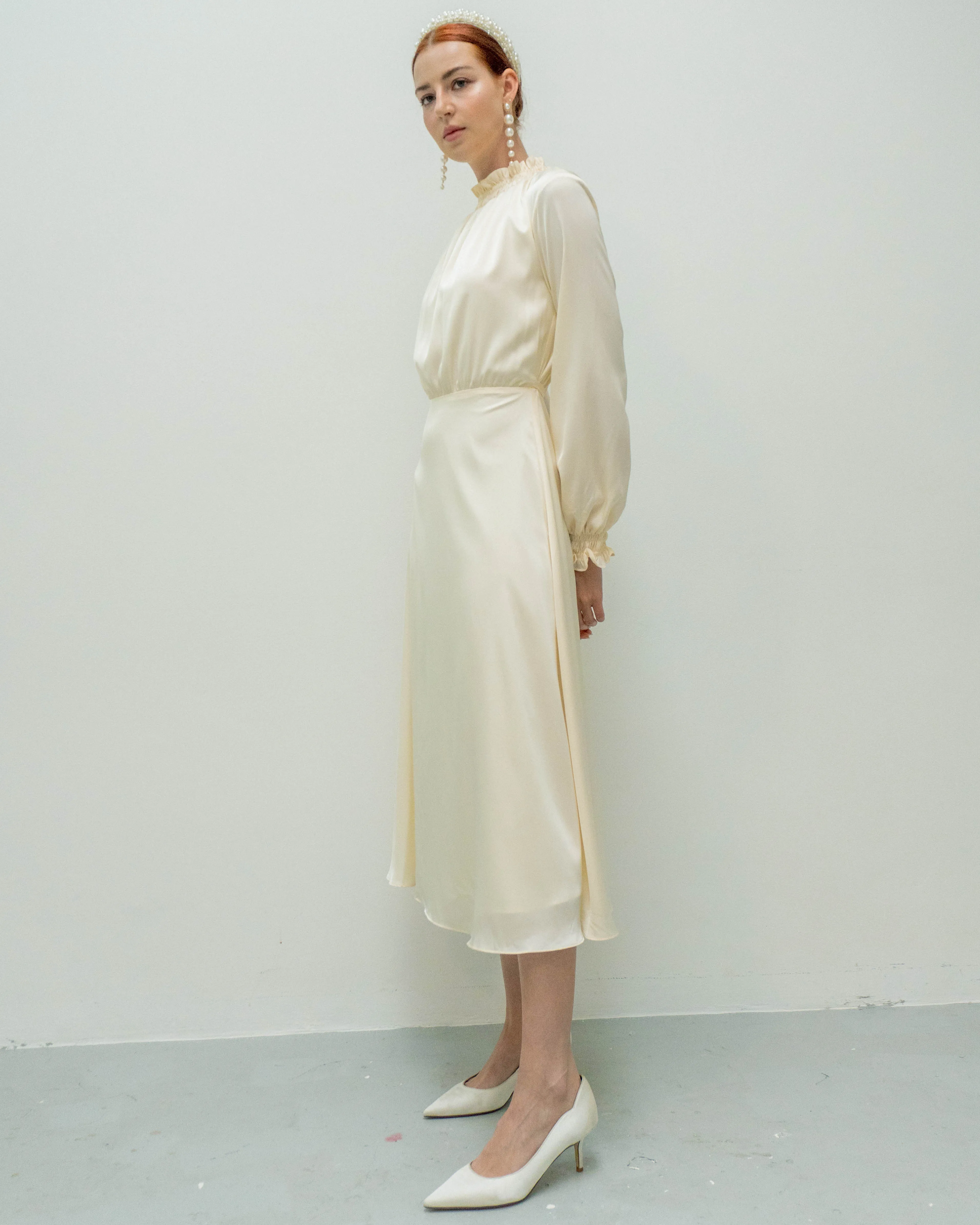Whittany Long Sleeves Tea Length Dress