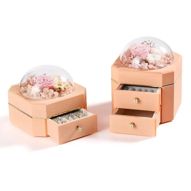Wholesale High End Octagon Gift Real Flower Jewelry Boxes