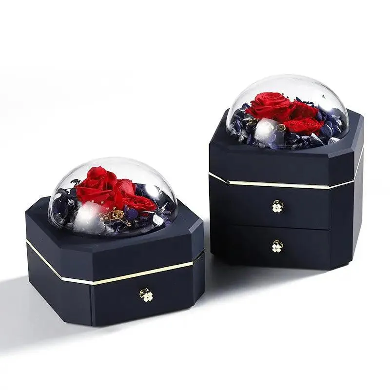 Wholesale High End Octagon Gift Real Flower Jewelry Boxes