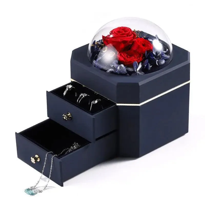 Wholesale High End Octagon Gift Real Flower Jewelry Boxes