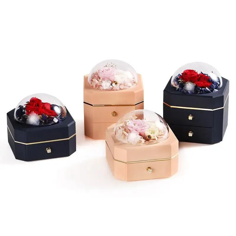 Wholesale High End Octagon Gift Real Flower Jewelry Boxes