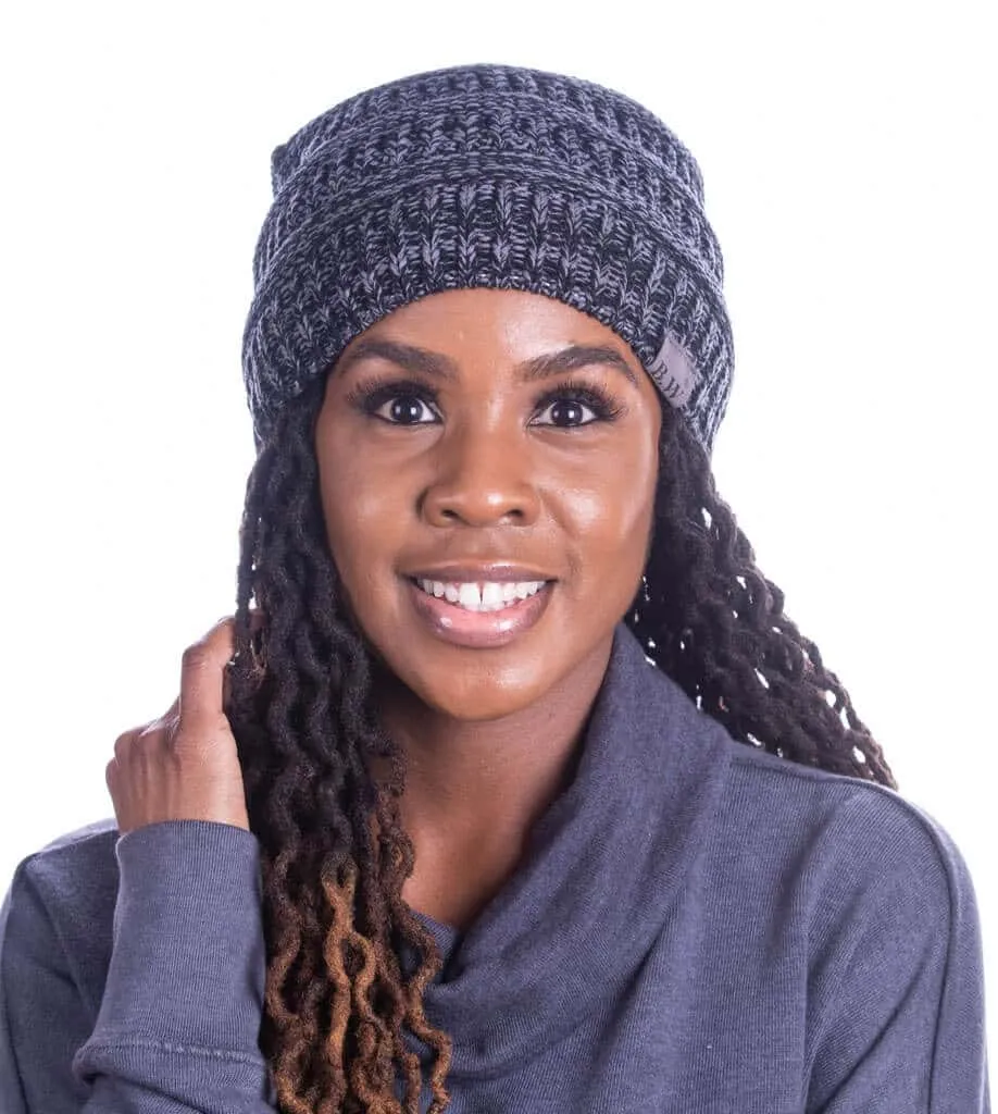 Winter Hat | Satin Lined | Detachable Pom Pom |  Charcoal Beanie