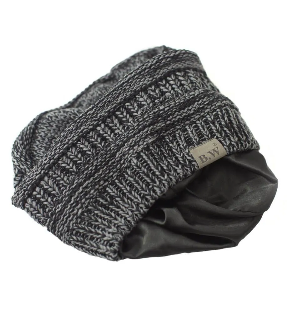 Winter Hat | Satin Lined | Detachable Pom Pom |  Charcoal Beanie