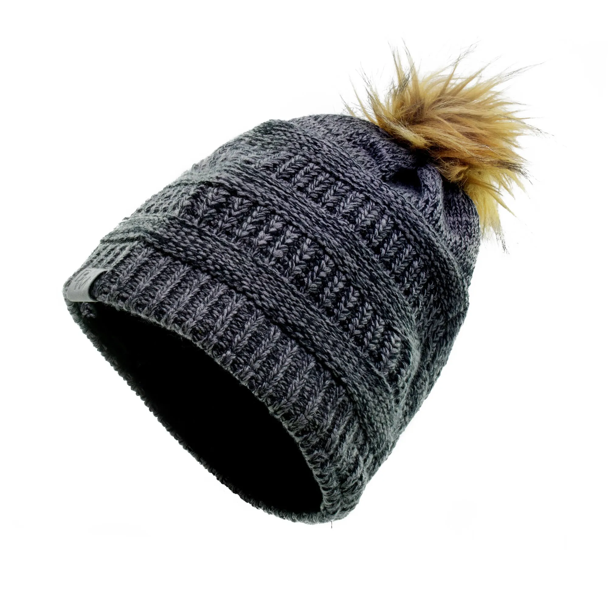 Winter Hat | Satin Lined | Detachable Pom Pom |  Charcoal Beanie