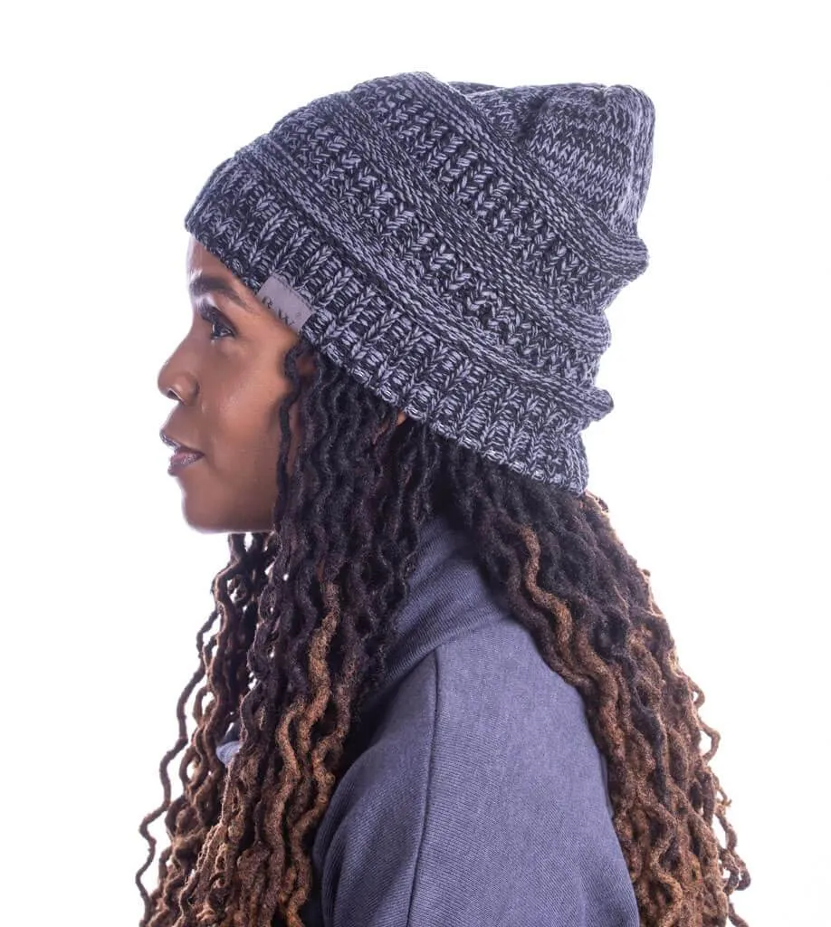 Winter Hat | Satin Lined | Detachable Pom Pom |  Charcoal Beanie