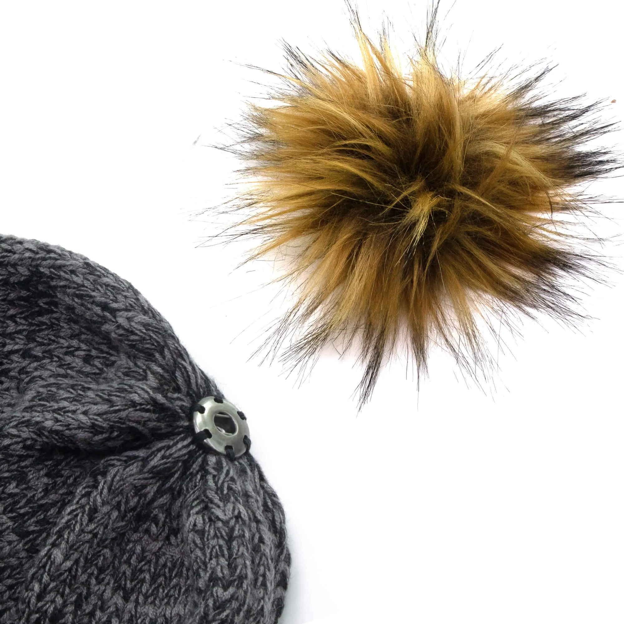 Winter Hat | Satin Lined | Detachable Pom Pom |  Charcoal Beanie