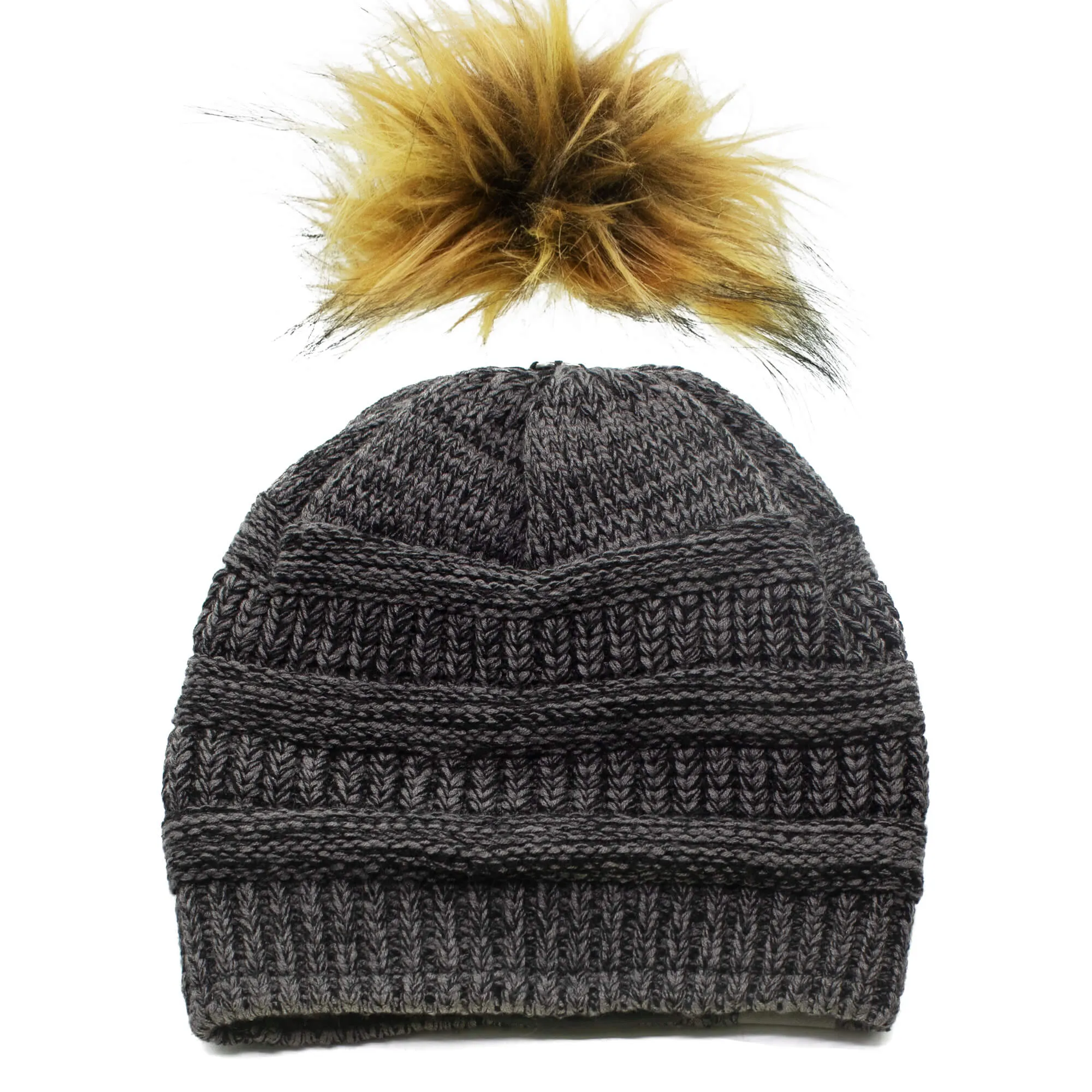Winter Hat | Satin Lined | Detachable Pom Pom |  Charcoal Beanie