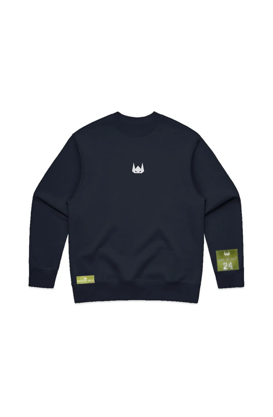 WOLFPACK UNLTD "THE ARMOR" HEAVYWEIGHT EMBROIDERED CREWNECK SWEATER | NAVY BLUE