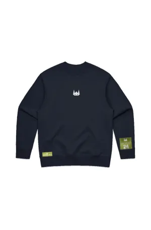 WOLFPACK UNLTD "THE ARMOR" HEAVYWEIGHT EMBROIDERED CREWNECK SWEATER | NAVY BLUE