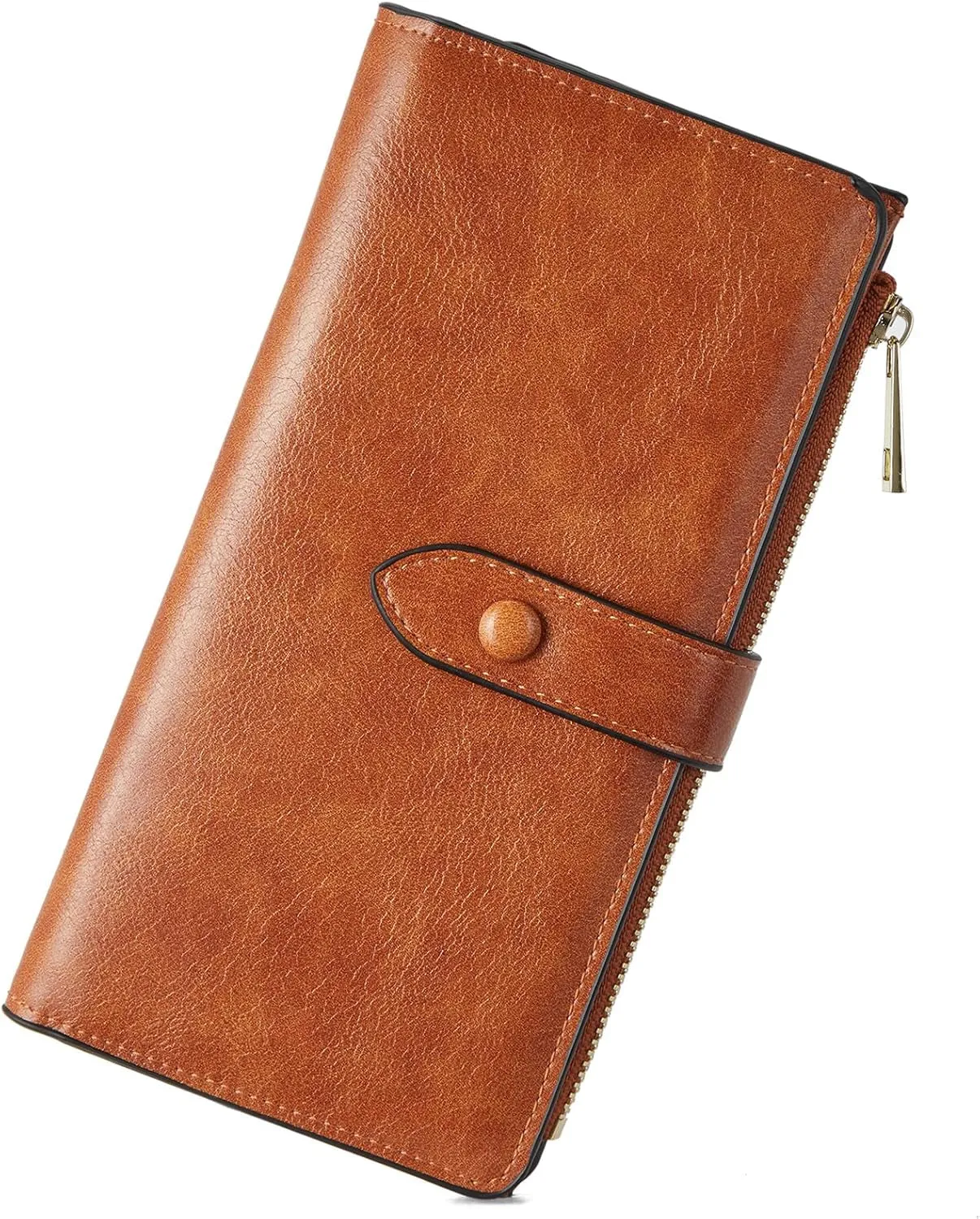 Womens Large Capacity Trifold Leather Wallets, Phone Clutch with ID windows