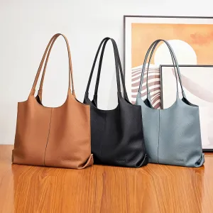 Women’s Versatile Leather Tote Bag - Elegant Shoulder & Crossbody Handbag