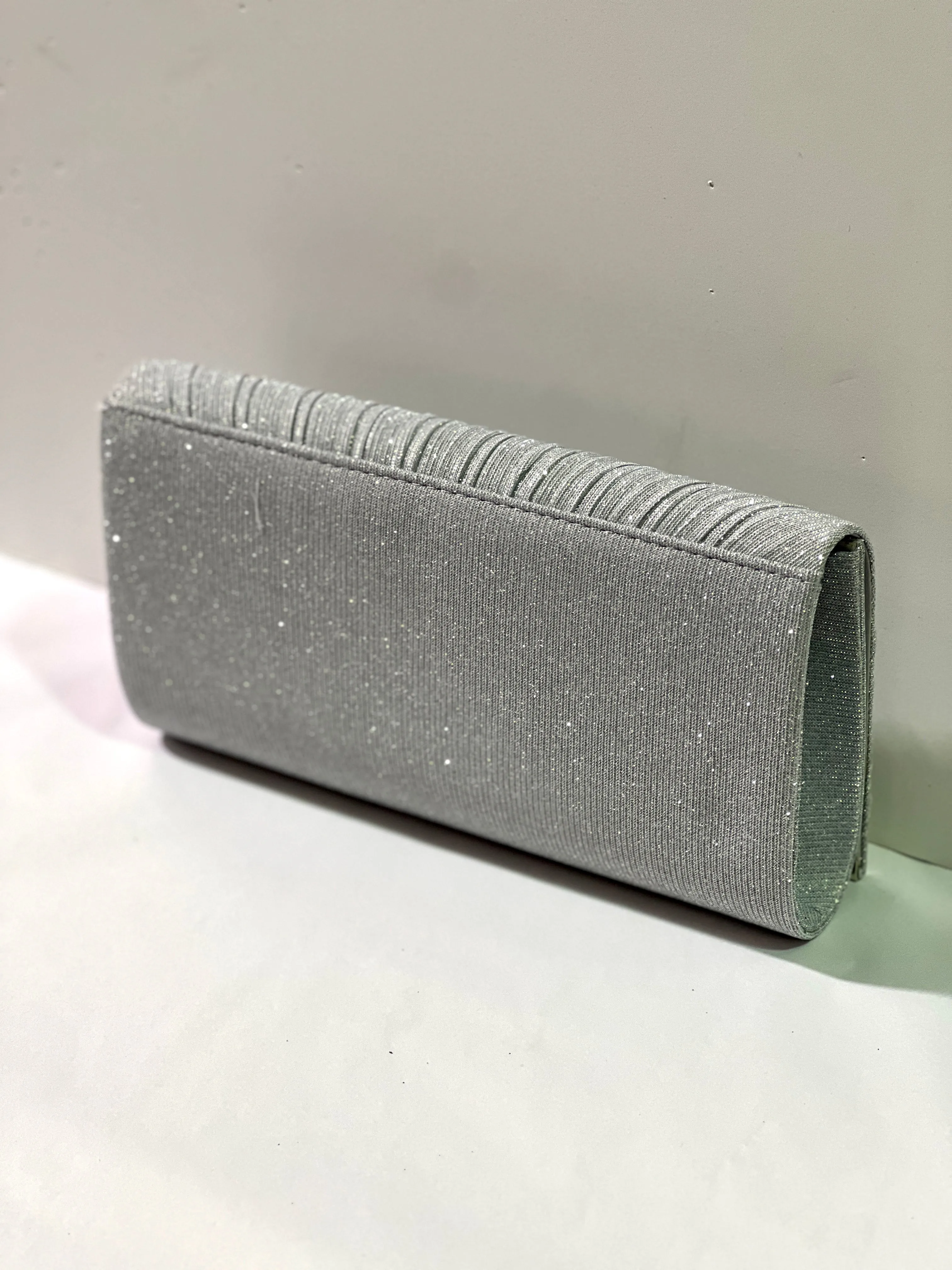 Yara Pleated Glitter Clutch