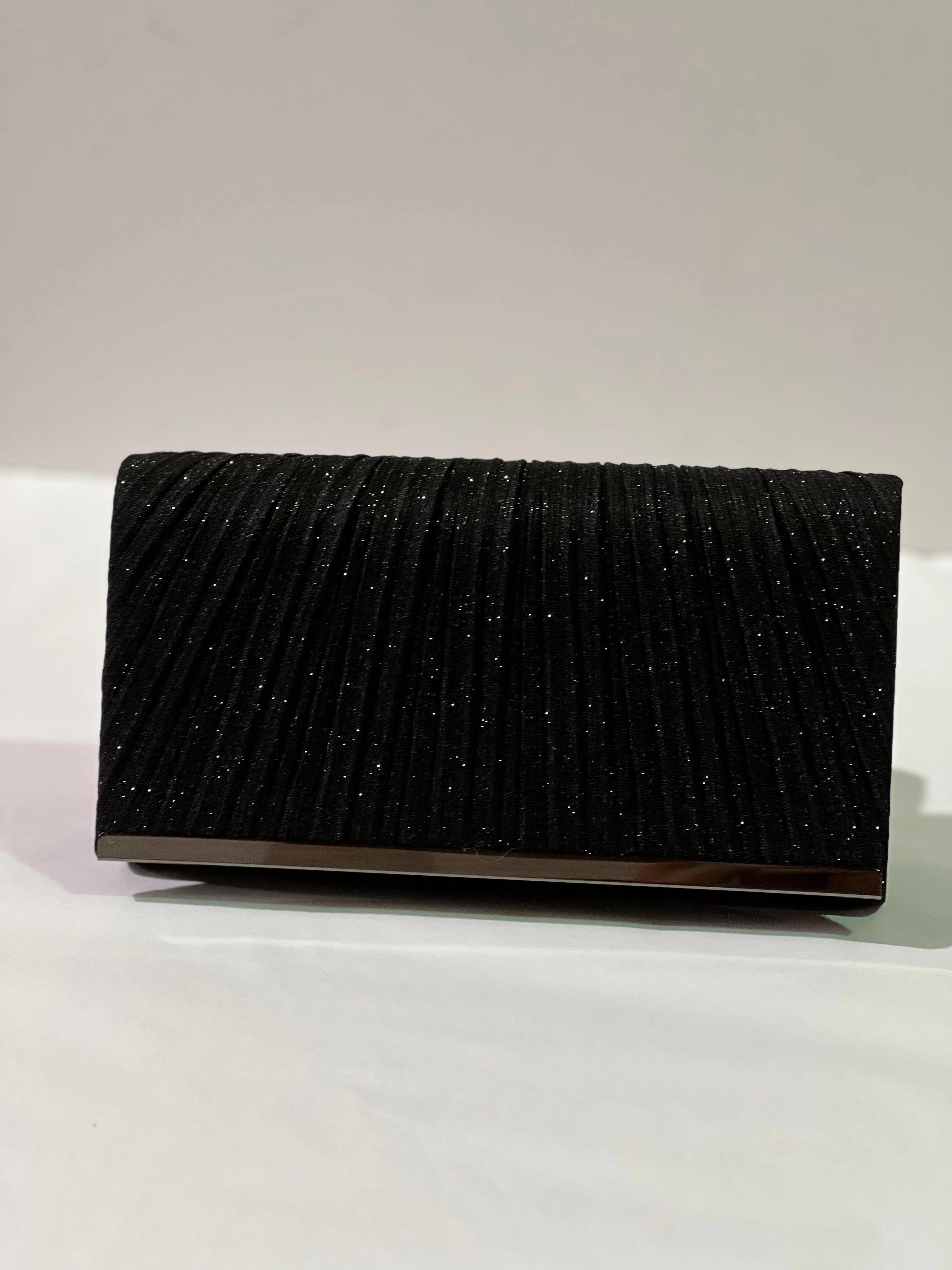Yara Pleated Glitter Clutch