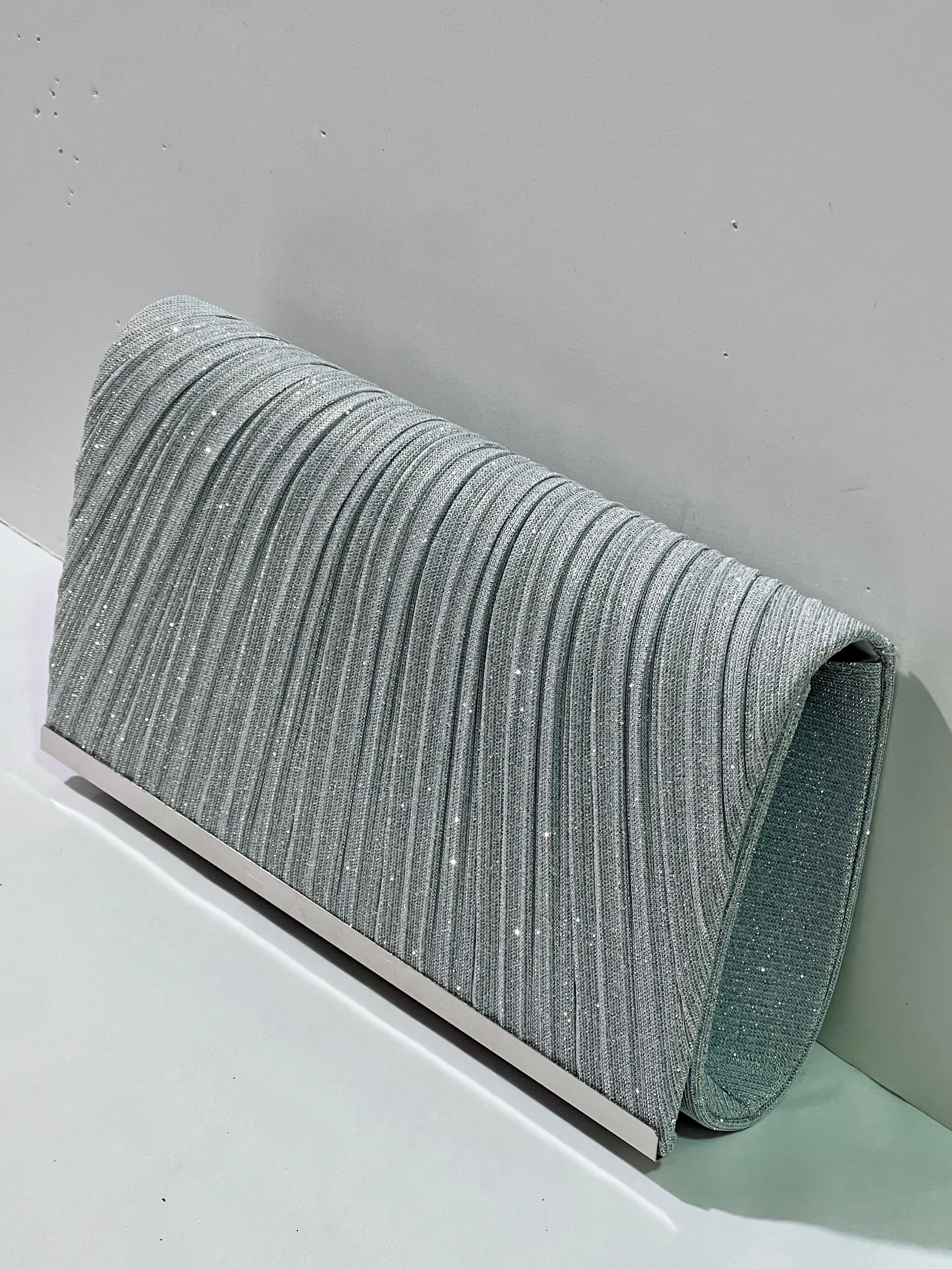 Yara Pleated Glitter Clutch