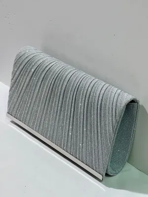 Yara Pleated Glitter Clutch