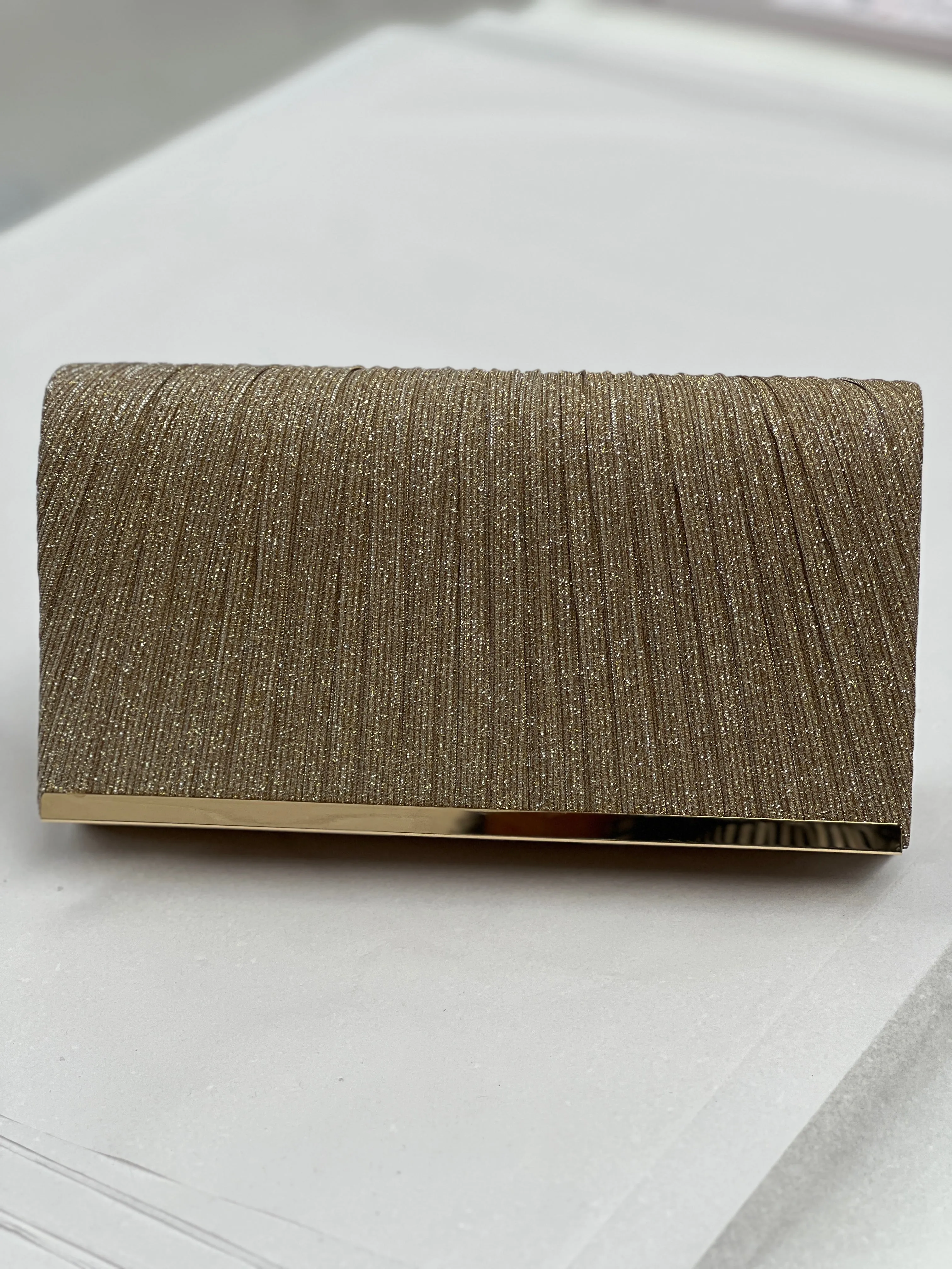 Yara Pleated Glitter Clutch