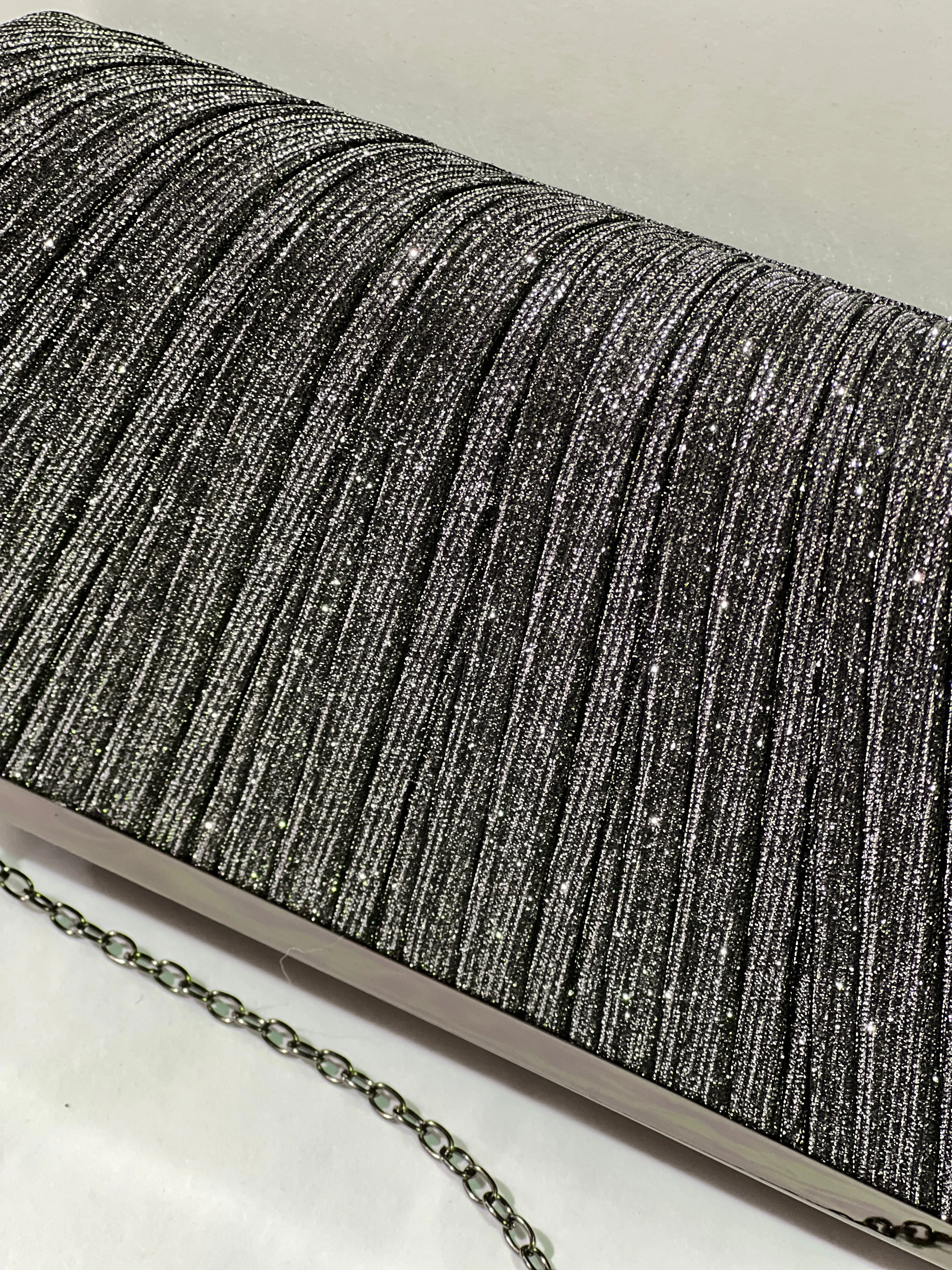 Yara Pleated Glitter Clutch