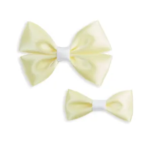 YELLOW & WHITE satin bow- CHILD