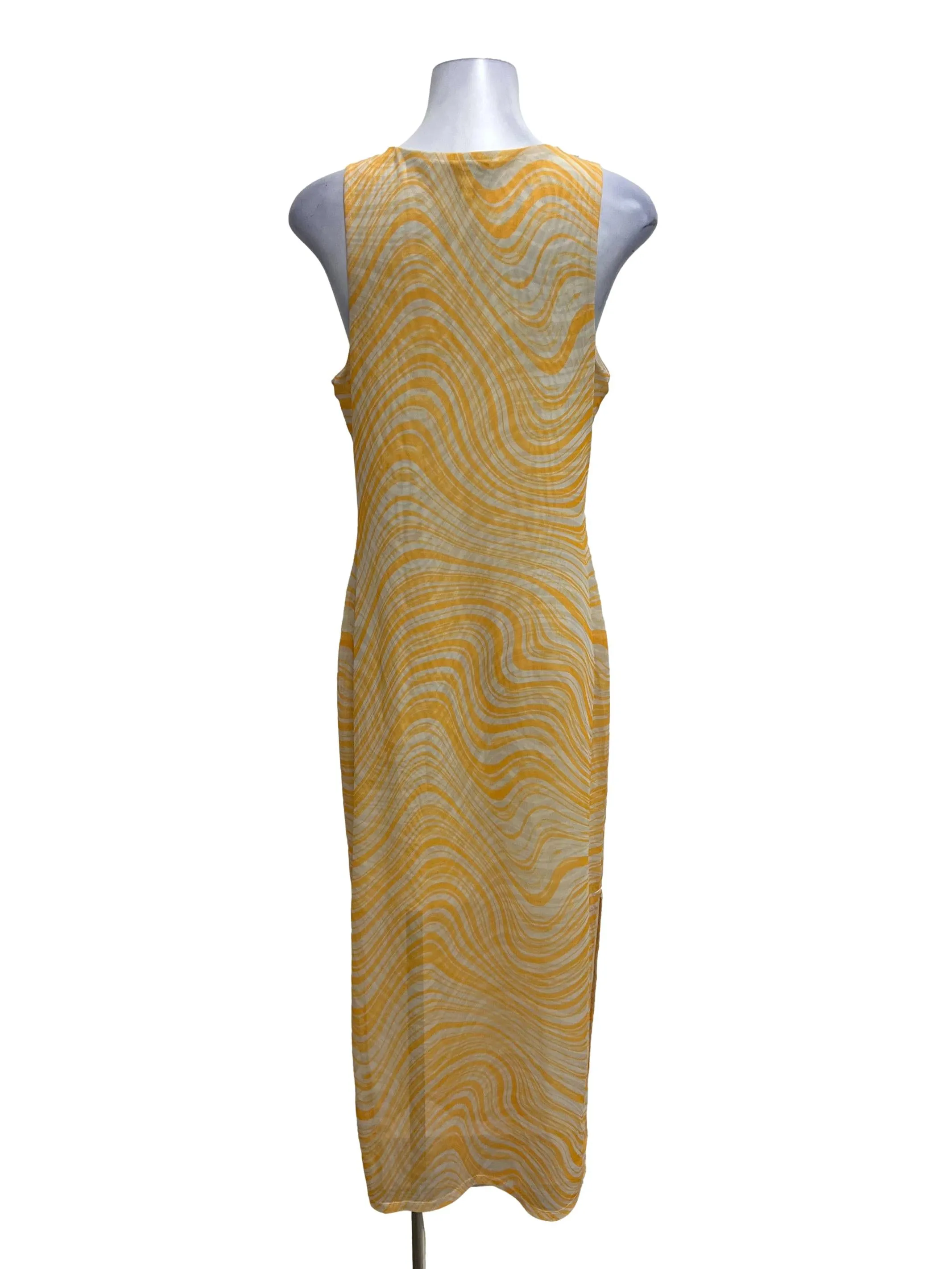 Yellow Printed Mesh Dress OSN