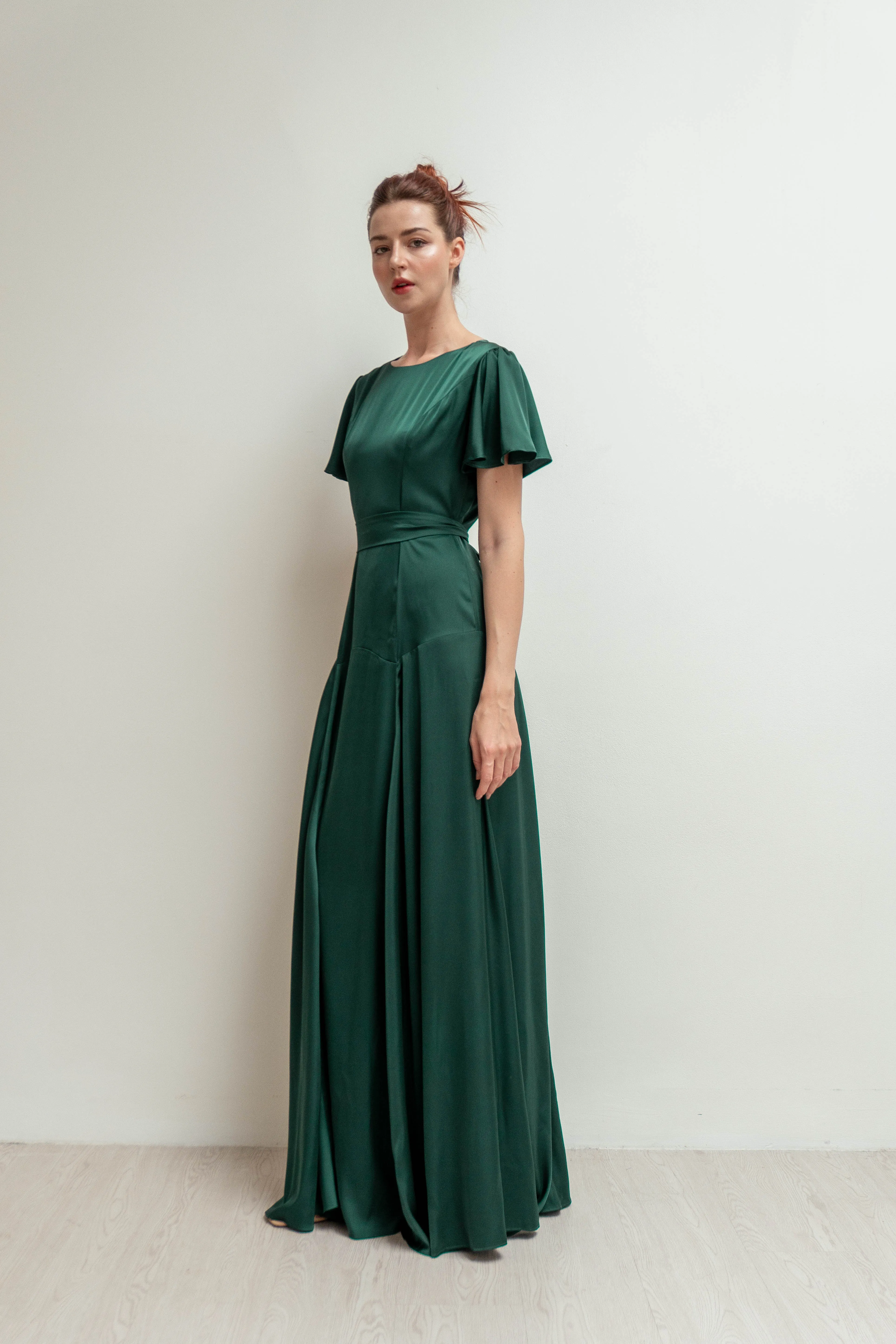 Yvette Flutter Sleeves Floor Length Dress
