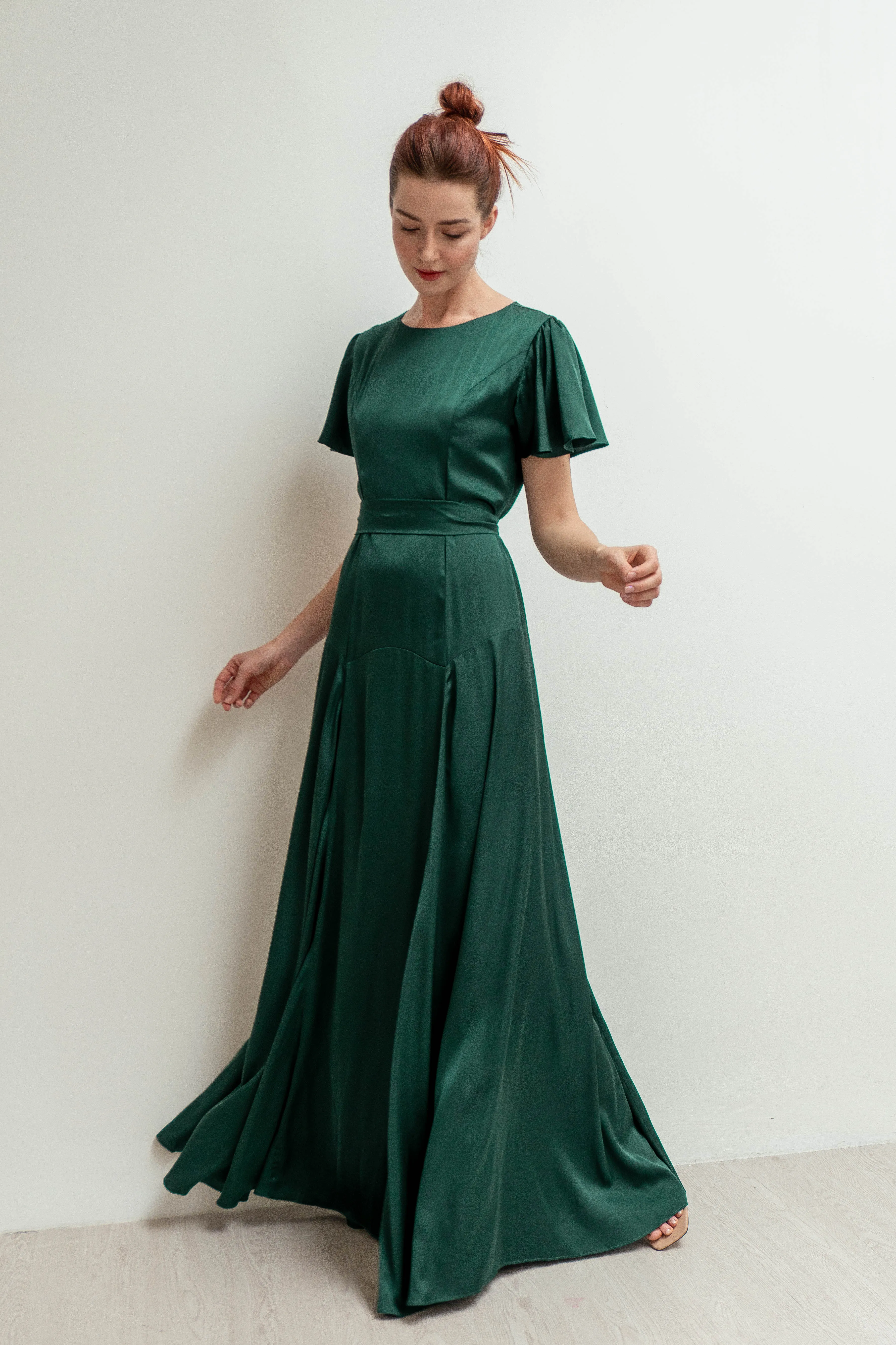 Yvette Flutter Sleeves Floor Length Dress