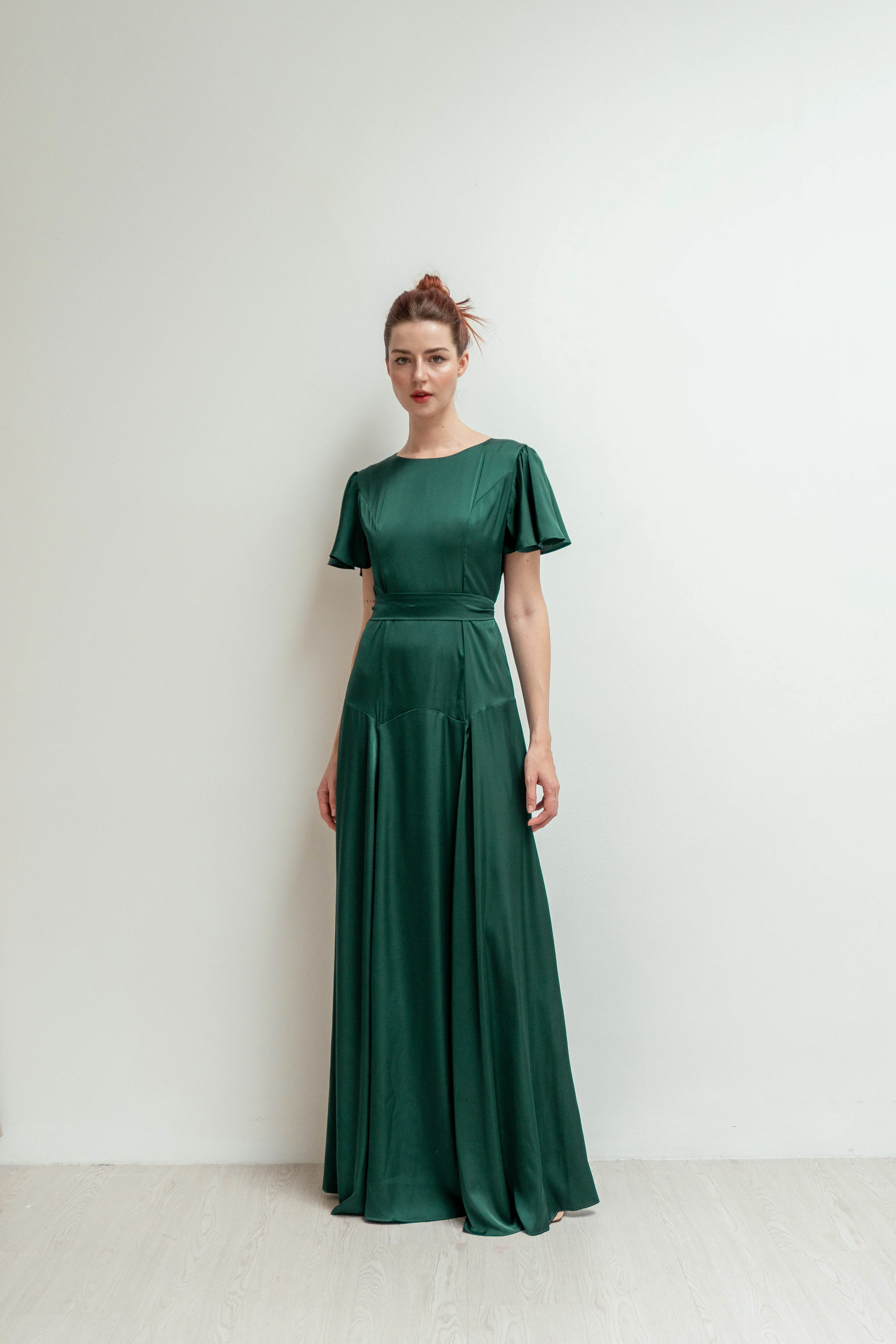 Yvette Flutter Sleeves Floor Length Dress