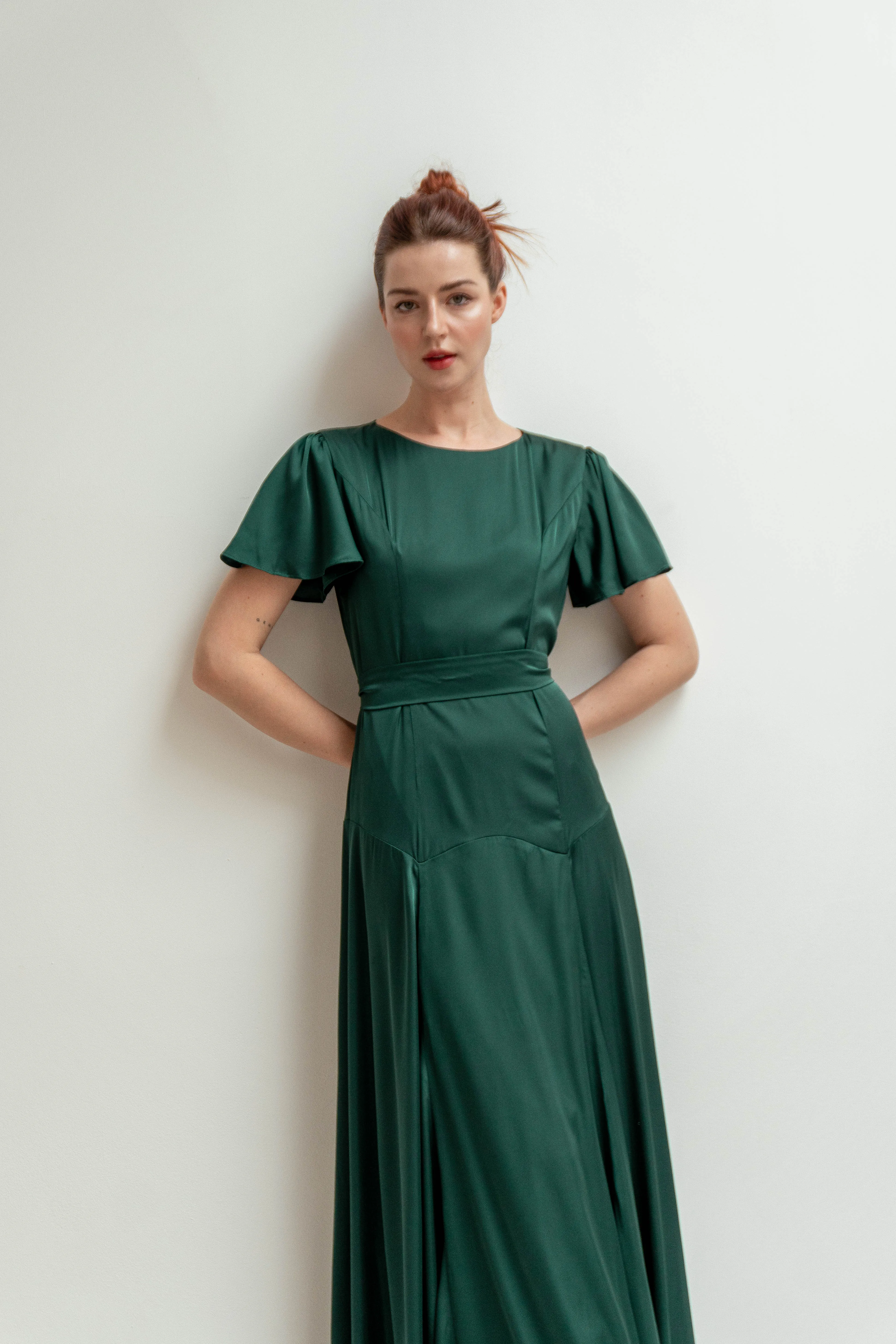 Yvette Flutter Sleeves Floor Length Dress