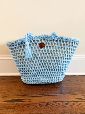 Z&L Turquoise Wrapped Straw Tote