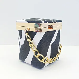 Zebra Faux Leather Box Purse