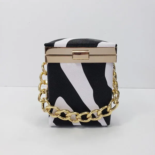 Zebra Faux Leather Box Purse