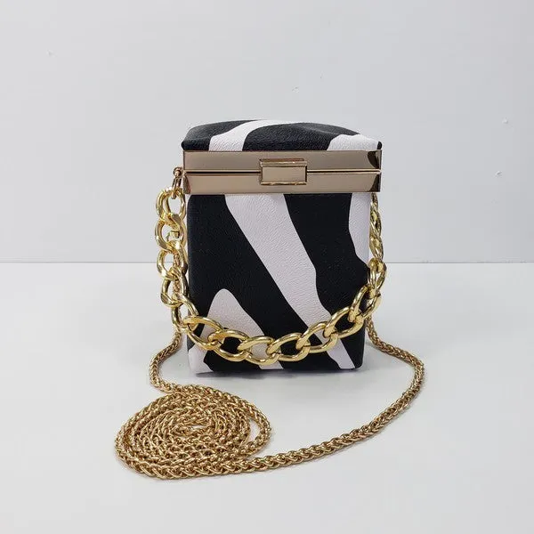 Zebra Faux Leather Box Purse