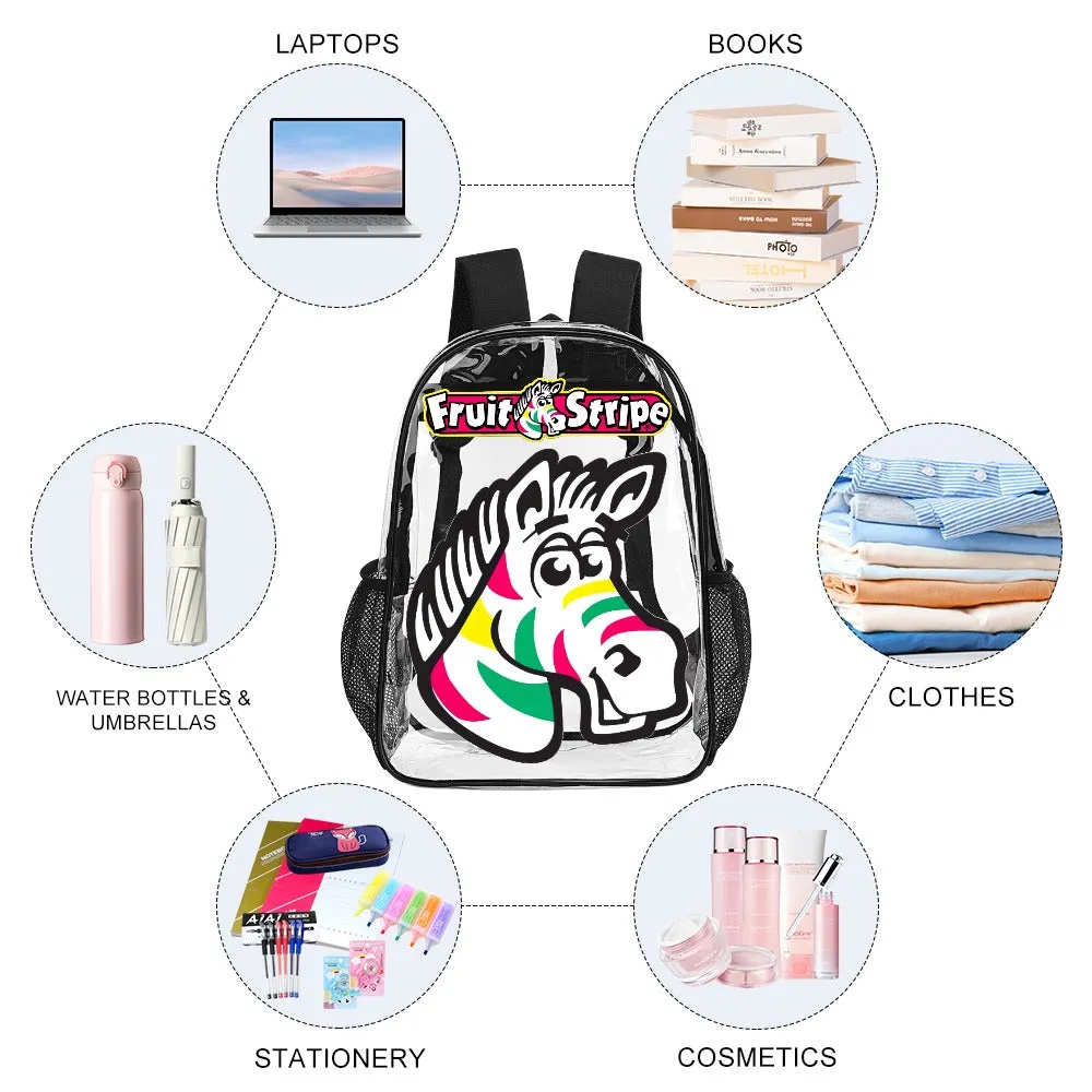 Zebra Fruit Stripe Gum Transparent Backpack 17 Inch