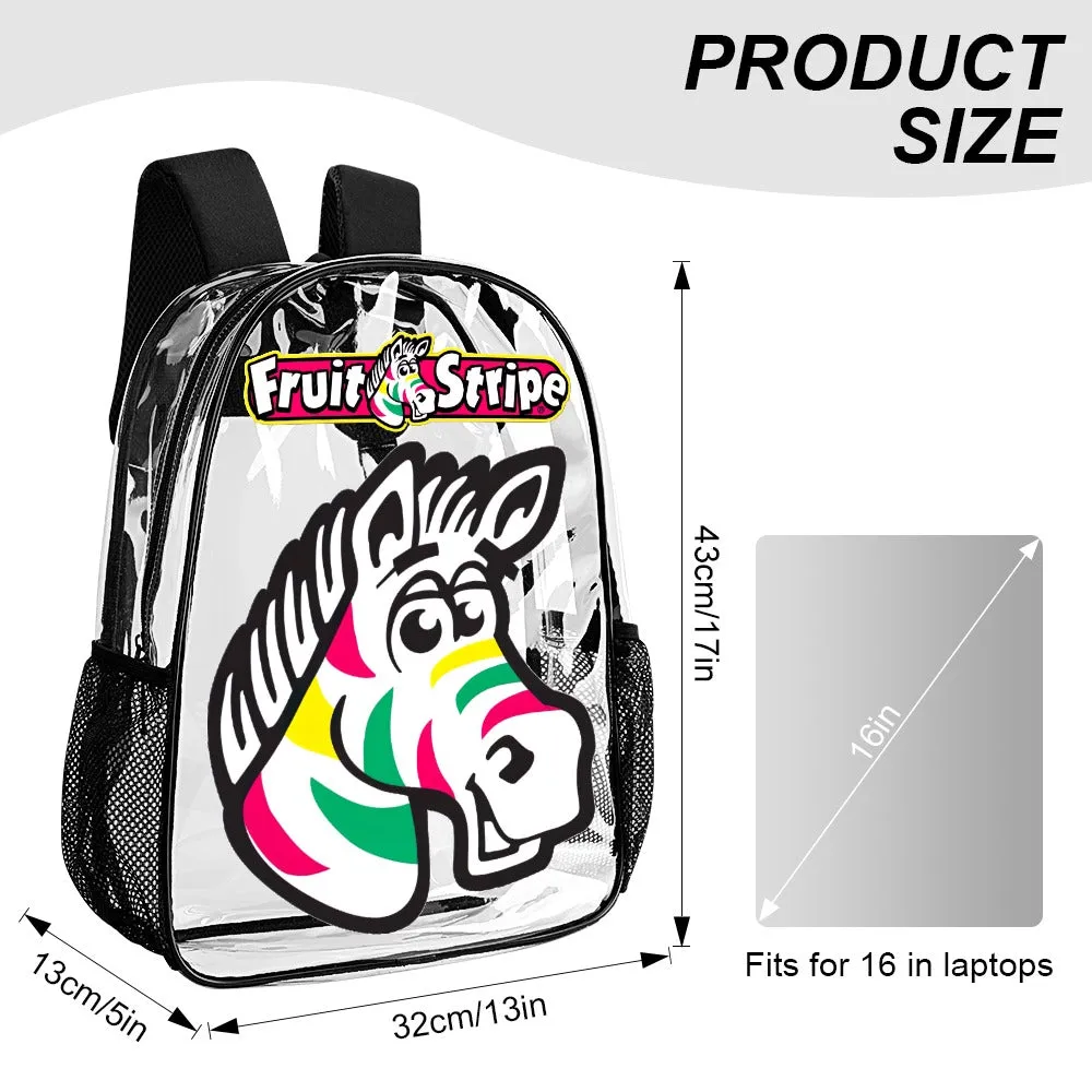 Zebra Fruit Stripe Gum Transparent Backpack 17 Inch