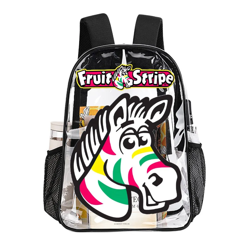 Zebra Fruit Stripe Gum Transparent Backpack 17 Inch